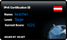 HE.NET IPv6 Certification Badge for kescher